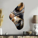Gold And Black Marbled Euphoria V - Asymmetric Metal Wall Clock