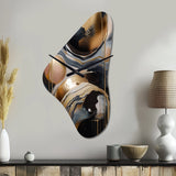 Gold And Black Marbled Euphoria V - Asymmetric Metal Wall Clock