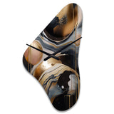 Gold And Black Marbled Euphoria V - Asymmetric Metal Wall Clock