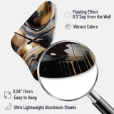 Gold And Black Marbled Euphoria V - Asymmetric Metal Wall Clock