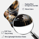 Gold And Black Marbled Euphoria V - Asymmetric Metal Wall Clock