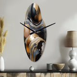 Gold And Black Marbled Euphoria V - Asymmetric Metal Wall Clock