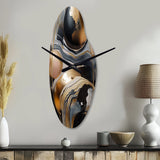 Gold And Black Marbled Euphoria V - Asymmetric Metal Wall Clock