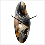 Gold And Black Marbled Euphoria V - Asymmetric Metal Wall Clock