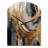 Gold And Black Marble Expression VI - Asymmetric Metal Wall Clock