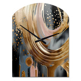 Gold And Black Marble Expression VI - Asymmetric Metal Wall Clock