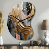 Gold And Black Marble Expression VI - Asymmetric Metal Wall Clock