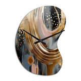 Gold And Black Marble Expression VI - Asymmetric Metal Wall Clock