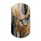 Gold And Black Marble Expression VI - Asymmetric Metal Wall Clock