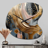 Gold And Black Marble Expression VI - Asymmetric Metal Wall Clock