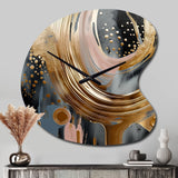 Gold And Black Marble Expression VI - Asymmetric Metal Wall Clock