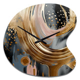 Gold And Black Marble Expression VI - Asymmetric Metal Wall Clock