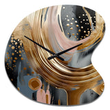 Gold And Black Marble Expression VI - Asymmetric Metal Wall Clock