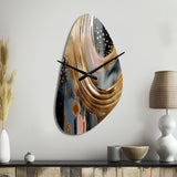Gold And Black Marble Expression VI - Asymmetric Metal Wall Clock