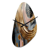 Gold And Black Marble Expression VI - Asymmetric Metal Wall Clock