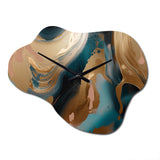 Gold And Green Marbled Euphoria II - Asymmetric Metal Wall Clock