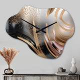 Gold And Pink Vibrant Swirls III - Asymmetric Metal Wall Clock