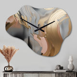 Gold And Pink Vibrant Swirls IV - Asymmetric Metal Wall Clock
