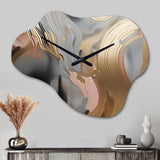 Gold And Pink Vibrant Swirls IV - Asymmetric Metal Wall Clock