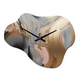 Gold And Pink Vibrant Swirls IV - Asymmetric Metal Wall Clock