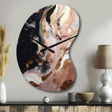 Ocean Waves Fluidity In Marble V - Asymmetric Metal Wall Clock