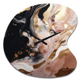 Ocean Waves Fluidity In Marble V - Asymmetric Metal Wall Clock