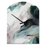 Green And White Contemplative Abstraction II - Asymmetric Metal Wall Clock
