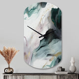Green And White Contemplative Abstraction II - Asymmetric Metal Wall Clock
