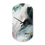 Green And White Contemplative Abstraction II - Asymmetric Metal Wall Clock