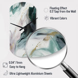 Green And White Contemplative Abstraction II - Asymmetric Metal Wall Clock
