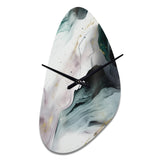 Green And White Contemplative Abstraction II - Asymmetric Metal Wall Clock