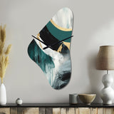 Gold And Green Geometric Enchantment II - Asymmetric Metal Wall Clock
