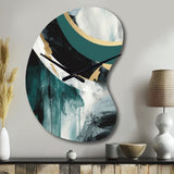 Gold And Green Geometric Enchantment II - Asymmetric Metal Wall Clock