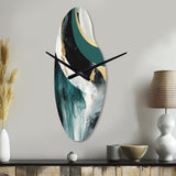Gold And Green Geometric Enchantment II - Asymmetric Metal Wall Clock