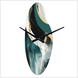 Gold And Green Geometric Enchantment II - Asymmetric Metal Wall Clock