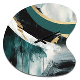 Gold And Green Geometric Enchantment II - Asymmetric Metal Wall Clock