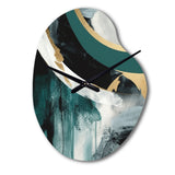Gold And Green Geometric Enchantment II - Asymmetric Metal Wall Clock