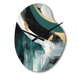 Gold And Green Geometric Enchantment II - Asymmetric Metal Wall Clock