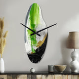 Green And Black Geometric Enchantment I - Asymmetric Metal Wall Clock