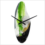 Green And Black Geometric Enchantment I - Asymmetric Metal Wall Clock