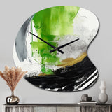 Green And Black Geometric Enchantment I - Asymmetric Metal Wall Clock