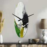 Green And Black Geometric Enchantment II - Asymmetric Metal Wall Clock
