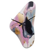 Gold And Pink Swirl Ink III - Asymmetric Metal Wall Clock