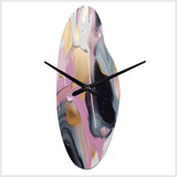 Gold And Pink Swirl Ink III - Asymmetric Metal Wall Clock