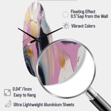 Gold And Pink Swirl Ink III - Asymmetric Metal Wall Clock