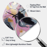 Gold And Pink Swirl Ink III - Asymmetric Metal Wall Clock