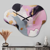 Pink And Gold Inner Worlds Of Marble III - Asymmetric Metal Wall Clock