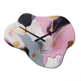 Pink And Gold Inner Worlds Of Marble III - Asymmetric Metal Wall Clock