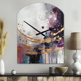 Bold Circles And Marble Fusion IV - Asymmetric Metal Wall Clock