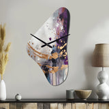 Bold Circles And Marble Fusion IV - Asymmetric Metal Wall Clock